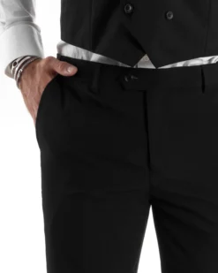 Abito Uomo Monopetto Vestito 3 Pezzi Completo Panciotto Nero AE1067A