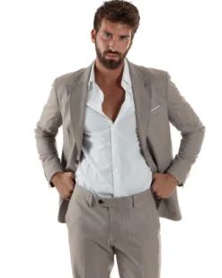 Abito Uomo Monopetto Viscosa Sartoriale Beige Melangiato Over-D OC1F2W5A06