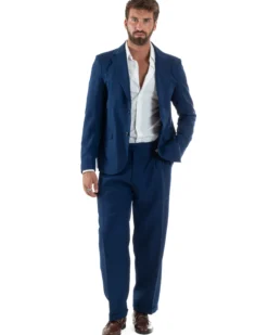 Abito Uomo Monopetto Viscosa Pantaloni Baggy Blu AE1184A