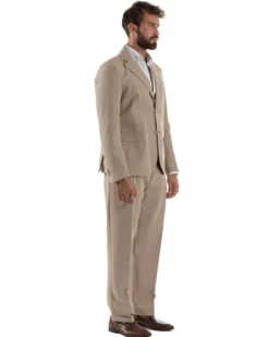 Abito Uomo Monopetto Viscosa Pantaloni Baggy Beige AE1185A