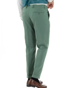 Abito uomo vestito monopetto 3 pezzi panciotto bottoni oro verde salvia GIOSAL-AE1225A
