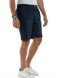 Bermuda Chino Cotone Raso Tasche America Basic Blu PC2022A