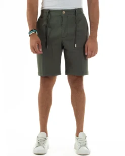 Bermuda Chino Cotone Raso Tasche America Basic Verde PC2025A