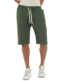 Bermuda coulisse pantalaccio jeans cotone basic regular fit verde GIOSAL-PC2011A