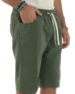 Bermuda coulisse pantalaccio jeans cotone basic regular fit verde GIOSAL-PC2011A