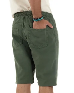 Bermuda coulisse pantalaccio jeans cotone basic regular fit verde GIOSAL-PC2011A