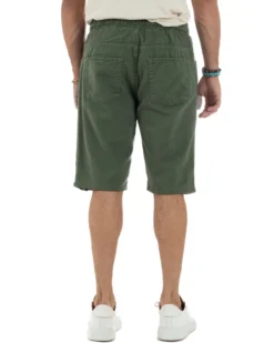 Bermuda coulisse pantalaccio jeans cotone basic regular fit verde GIOSAL-PC2011A