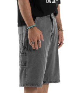 Bermuda Jeans Uomo Carpenter Denim Oversize Nero PC1982A