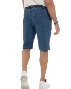Bermuda jeans uomo pantalaccio rotture regular fit denim scuro GIOSAL-PC2003A
