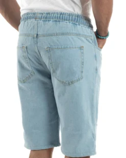 Bermuda jeans uomo pantalaccio basic regular fit coulisse denim chiaro GIOSAL-PC2029A