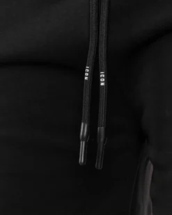 Bermuda jogger cargo uomo tasche laterali logo streetwear nero ICON-IUB003