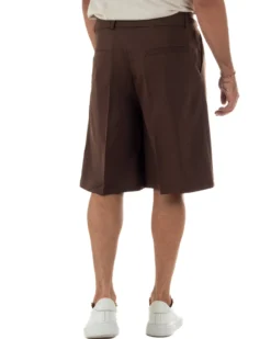Bermuda pantaloncini uomo baggy fit pinces cintura in vita marrone GIOSAL-PC2064A