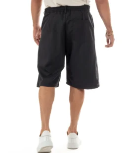 Bermuda pantaloncini uomo baggy fit pinces nero GIOSAL-PC2063A