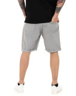 Bermuda Pantaloncini Uomo Corti Comodi Con Rotture Cinque Tasche Regular Fit Casual Tinta Unita Grigio GIOSAL-PC1764A