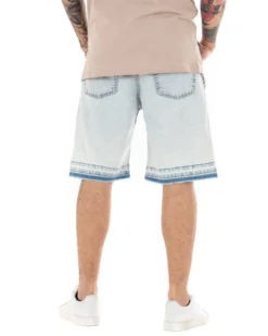 Bermuda Pantaloncini Uomo Corti Jeans Con Rotture Sfrangiato Cinque Tasche Denim Slavato GIOSAL-PC1844A