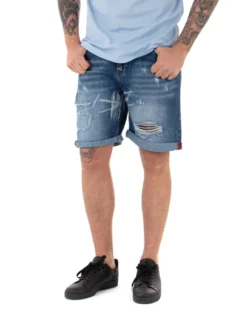 Bermuda Pantaloncini Uomo Corti Jeans Cinque Tasche Casual Con Rotture Denim GIOSAL-PC1840A