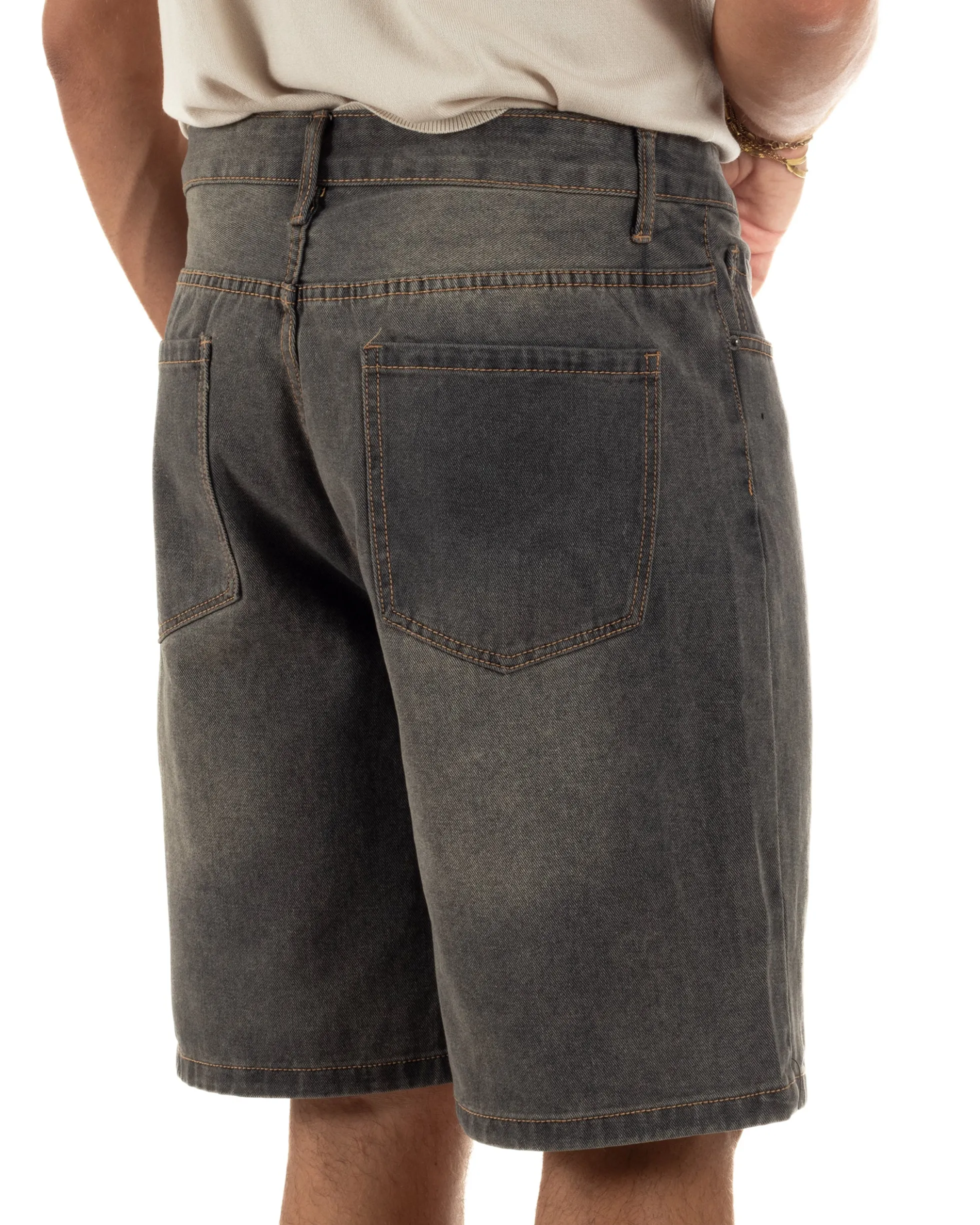 Bermuda pantaloncini uomo jeans basic cinque tasche denim sabbiato GIOSAL-PC2054A