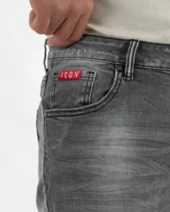 Bermuda pantaloncini uomo jeans rotture con catena e logo street style denim nero ICON-IUD031