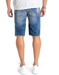 Bermuda Pantaloncino Uomo Corto Sfrangiato Cinque Tasche Denim GIOSAL-PC1864A