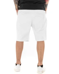 Bermuda Pantaloncino Uomo Tuta Tinta Unita Bianco Basic GIOSAL-PC1747A