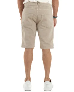 Bermuda Uomo Cinque Tasche Tinta Unita Regular Fit Basic Beige PC2008A