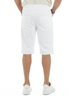 Bermuda uomo cotone pantaloncini coulisse jeans basic bianco GIOSAL-PC2012A