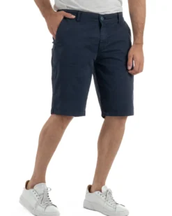 Bermuda uomo pantaloncini chino cotone tasche america basic blu GIOSAL-PC2043A