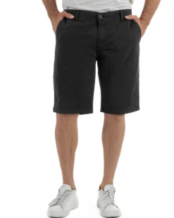 Bermuda uomo pantaloncini chino cotone tasche america basic nero GIOSAL-PC2044A