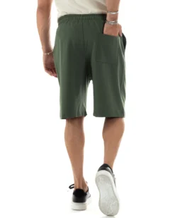 Bermuda uomo viscosa pantalaccio corto jogger wide leg oversize verde GIOSAL-PC1971A