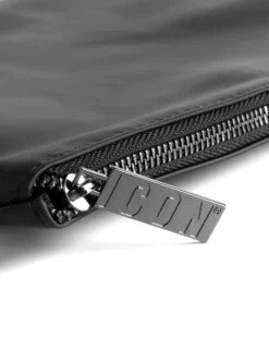 Borsa borsello borsetta pochette a mano placchetta unisex nero ICON INZ012