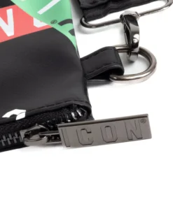 Borsa borsello borsetta pochette a mano unisex logata multigrafica nero ICON INZ013