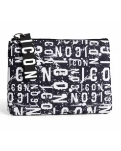 Borsa borsello borsetta pochette a mano piatta all over unisex bianco nero ICON INZ008