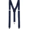 Bretelle Regolabili Uomo Unisex Basic Elastico Blu Fibbie Metallo Ganci Tinta Unita GIOSAL-BR1020A
