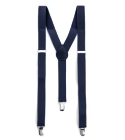 Bretelle Regolabili Uomo Unisex Basic Elastico Blu Fibbie Metallo Ganci Tinta Unita GIOSAL-BR1020A