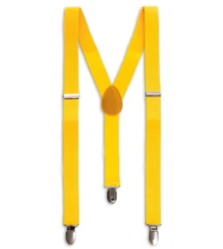 Bretelle Regolabili Uomo Unisex Basic Elastico Giallo Fibbie Metallo Ganci Tinta Unita GIOSAL-BR1017A
