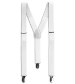 Bretelle Regolabili Uomo Unisex Basic Elastico Bianco Fibbie Metallo Ganci Tinta Unita GIOSAL-BR1015A