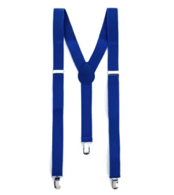 Bretelle Regolabili Uomo Unisex Basic Elastico Blu Royal Fibbie Metallo Ganci Tinta Unita GIOSAL-BR1021A