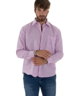 Camicia Classica Uomo Basic Cotone Regular Fit Rosa C2983A