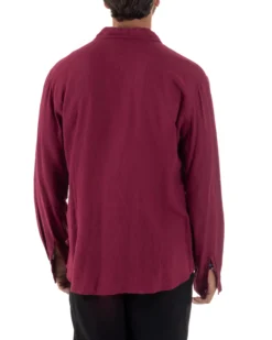 Camicia Collo Francese Lino Slim Fit Basic Bordeaux C3027A
