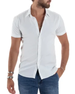 Camicia Maniche Corte Basic Collo Francese CC1219A