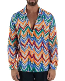 Camicia Uomo Colletto Viscosa Fantasia Multicolore BlackSunday C3061A
