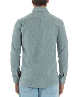Camicia uomo cotone collo francese slim fit quadretti verde GIOSAL-C3071A
