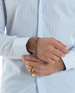Camicia uomo cotone slim fit collo francese righe bastoncino sottile celeste GIOSAL-C2910A