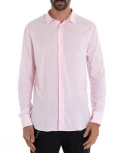 Camicia Uomo Sartoriale Con Colletto Maniche Lunghe Basic Viscosa Morbida Rosa GIOSAL-C2363A