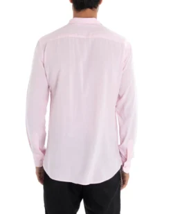 Camicia Uomo Sartoriale Con Colletto Maniche Lunghe Basic Viscosa Morbida Rosa GIOSAL-C2363A