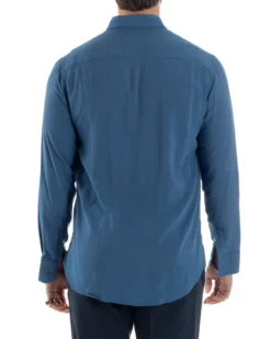 Camicia Uomo Viscosa Morbida Collo Francese Sartoriale Relaxed Fit Ottanio C2927A
