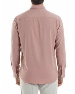 Camicia uomo viscosa morbida collo francese sartoriale relaxed fit rosa GIOSAL-C3065A