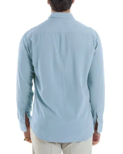 Camicia uomo viscosa morbida collo francese sartoriale relaxed fit celeste GIOSAL-C3067A