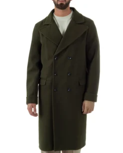 Cappotto Doppiopetto Uomo Oversize Giaccone Lungo Revers Ampi Verde CO1095A