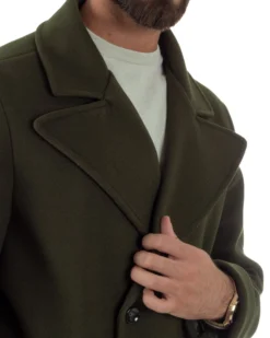 Cappotto Doppiopetto Uomo Oversize Giaccone Lungo Revers Ampi Verde CO1095A